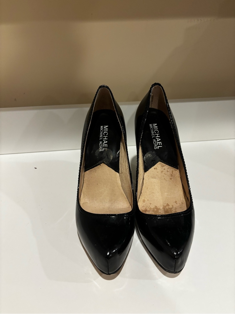 Michael Kors Black Patent Pointed-Toe Pumps with Sleek Finish